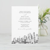 Moderne Baltimore skyline zwart & wit bruiloft Kaart (Staand voorkant)