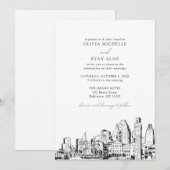 Moderne Baltimore skyline zwart & wit bruiloft Kaart (Voorkant / Achterkant)