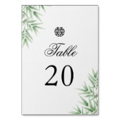 Moderne Bamboe Chinese Trouwtafel Nummerkaart Kaart (Achterkant)