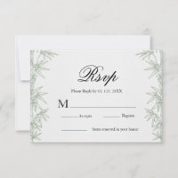 Moderne Bamboe Groen Huwelijks RSVP Kaart