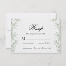 Moderne Bamboe Groen Huwelijks RSVP Kaart