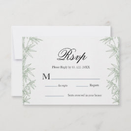Moderne Bamboe Groen Huwelijks RSVP Kaart