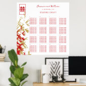 Moderne bamboe laat de Chinese weddenschapskaart a Poster (Thuiskantoor)