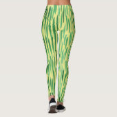 Moderne Bamboe Pattern Oerwoud Vibe Green Stripes Leggings (Achterkant)