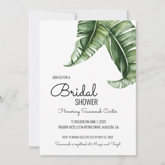 Moderne bananenbladeren uit de Mideeuw Invita Vrij Kaart (Voorkant)