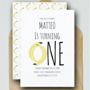 Moderne bananenprijs eerste verjaardag kaart