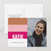 Moderne band roze band foto 21st Birthday Briefkaart (Voorkant / Achterkant)