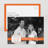 Moderne band Save the Date Briefkaart (Sinaasappel (Voorkant / Achterkant)