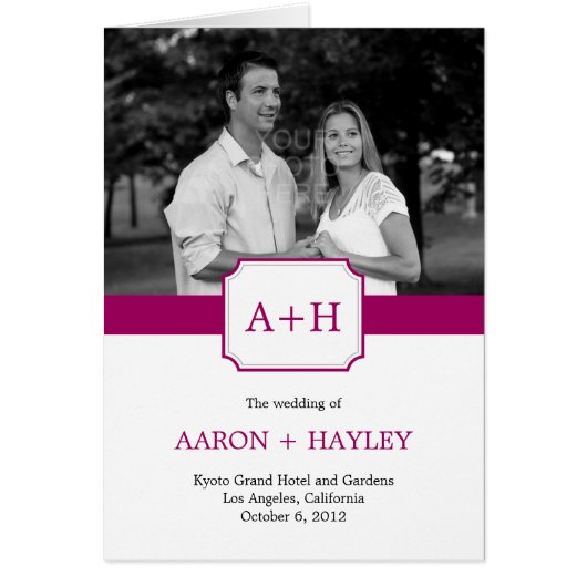 Moderne Band Wedding Program Card (Fuchsia) (Voorkant)