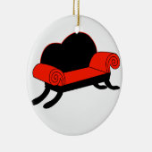 Moderne banket met houten benen keramisch ornament (Rechts)