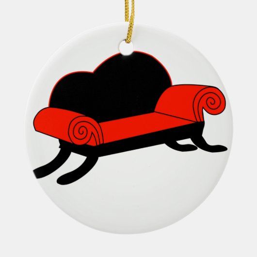 Moderne banket met houten benen keramisch ornament (Voorkant)