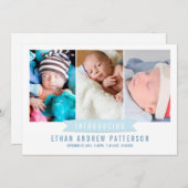 Moderne Banner Baby Boy Foto Aankondiging Geboorte (Voorkant / Achterkant)
