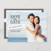 Moderne banner Bewaar de datum bruiloft foto Brief Aankondigingskaart (Voorkant / Achterkant)