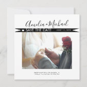 Moderne Banner Hart Save the Date Foto Kaart (Voorkant)