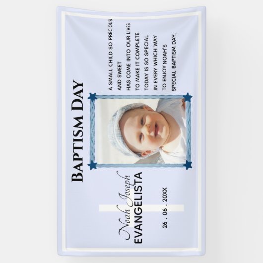 Moderne BAPTISM DAY Event Party Spandoek (Verticaal)