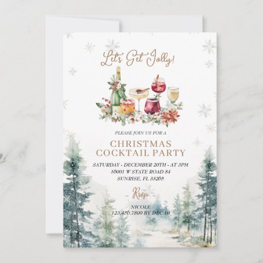 Moderne Bar Kerst Laat krijgen Jolly uitnodiging (Voorkant)