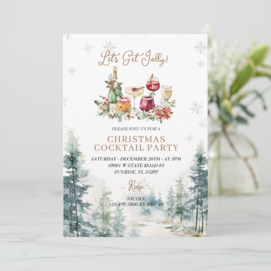 Moderne Bar Kerst Laat krijgen Jolly uitnodiging (Staand voorkant)
