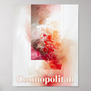 Moderne bar, kosmopolitische Waterverf cocktail Poster