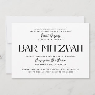 Moderne Bar Mitswa Elegante Minimalistische Jood Kaart
