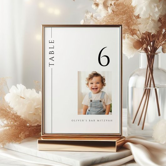Moderne Bar Mitswa Tafelnummer met Foto
