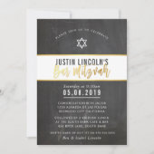 MODERNE BAR MITZVAH cool krijtbord goud schrijven Kaart (Voorkant)
