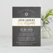 MODERNE BAR MITZVAH cool krijtbord goud schrijven Kaart (Staand voorkant)