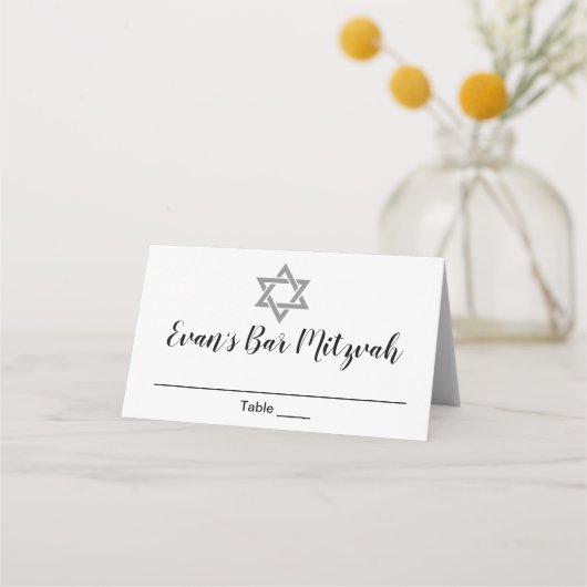 Moderne Bar Mitzvah Custom Place Card Plaatskaartje (Voorkant)