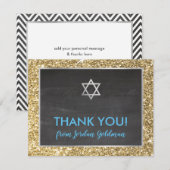MODERNE BAR MITZVAH dank u gouden glitter grijs Bedankkaart (Voorkant / Achterkant)