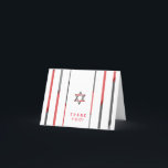Moderne Bar Mitzvah Dank u Kaarten | Rood & Zwart<br><div class="desc">Moderne Bar Mitzvah Dank u Kaarten in rood en zwart. Decoratieve davidster aan de voorkant met een cool uniek design. Leeg van binnen voor je eigen bericht.</div>