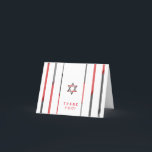 Moderne Bar Mitzvah Dank u Kaarten | Rood & Zwart<br><div class="desc">Moderne Bar Mitzvah Dank u Kaarten in rood en zwart. Decoratieve davidster aan de voorkant met een cool uniek design. Leeg van binnen voor je eigen bericht.</div>
