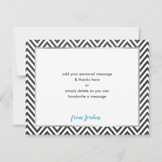 MODERNE BAR MITZVAH dank u zilveren glitter grijs Bedankkaart (Achterkant)