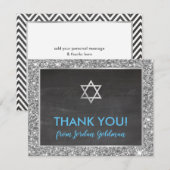 MODERNE BAR MITZVAH dank u zilveren glitter grijs Bedankkaart (Voorkant / Achterkant)