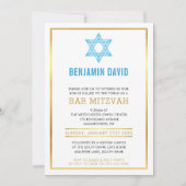 MODERNE BAR MITZVAH INVITE goudblauwe joodse ster Kaart (Voorkant)