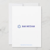 Moderne Bar Mitzvah Invitio - Blauw & wit Kaart (Achterkant)