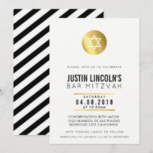MODERNE BAR MITZVAH partij UITNODIGEN gouden vlek  Kaart