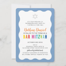 MODERNE BAR MITZVAH regenboog kleuren golvende ran