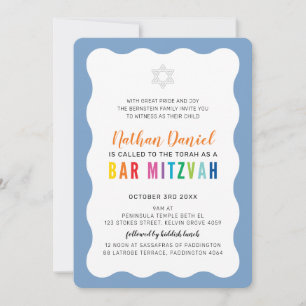 MODERNE BAR MITZVAH regenboog kleuren golvende ran Kaart