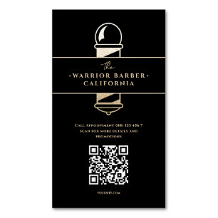 Moderne Barber Barbershop Barber's Pole QR Magnetisch Visitekaartje