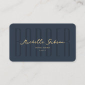 Moderne Barber Barbershop Monogram Elegant Blauw Visitekaartje (Voorkant)