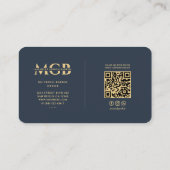 Moderne Barber Barbershop Monogram Elegant Blauw Visitekaartje (Achterkant)