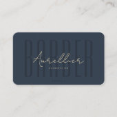 Moderne Barber Barbershop Professioneel Donkerblau Visitekaartje (Voorkant)