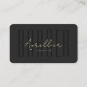 Moderne Barber Barbershop Zwart Script Professiona Visitekaartje (Voorkant)