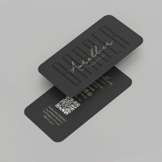 Moderne Barber Barbershop Zwart Script Professiona Visitekaartje