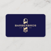Moderne Barber Midnight Blue Gold Barber's Pole Visitekaartje (Voorkant)