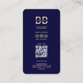 Moderne Barber Midnight Blue Gold Barber's Pole Visitekaartje (Achterkant)