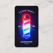 Moderne Barber Neon Barber's Pool Rood Wit Blauw Visitekaartje (Voorkant)