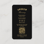 Moderne Barber Zwarte Schaar Gouden Barbershop Visitekaartje (Achterkant)