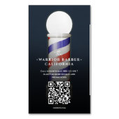 Moderne Barber's Pole Barbershop Barber QR Magnetisch Visitekaartje (Voorkant Verticaal)