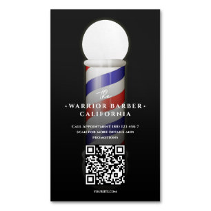Moderne Barber's Pole Barbershop QR Barber Magnetisch Visitekaartje