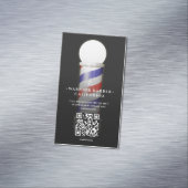 Moderne Barber's Pole Barbershop QR Barber Magnetisch Visitekaartje (Voorbeeld)